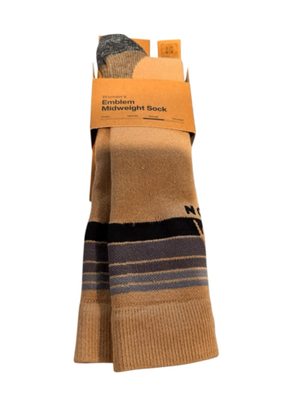 Women's Burton Tan Black Emblem Midweight snowboard Socks s/m